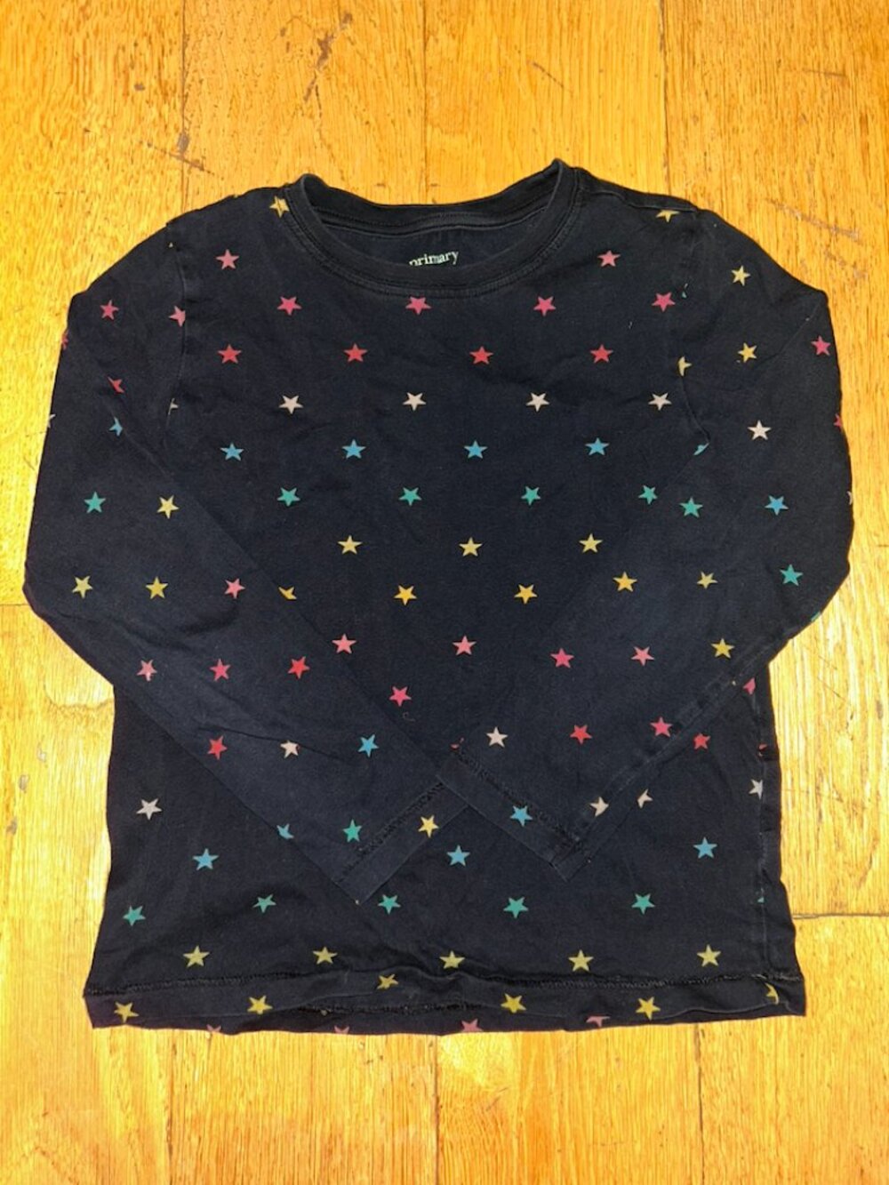 Primary Girls Black Long Sleeve with Rainbow Stars